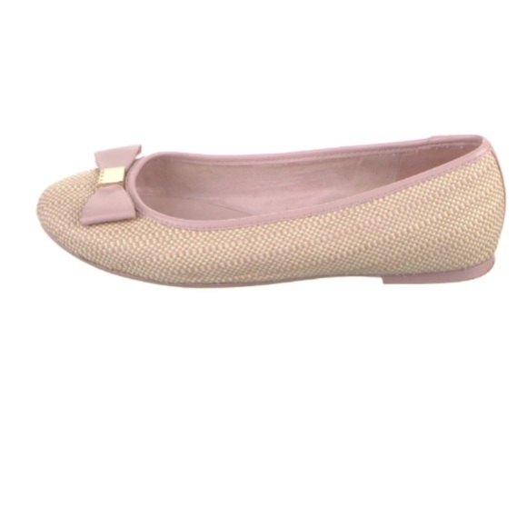 Ted Baker Pink Woven Ballet Flats with Bow - Picture 2 of 5